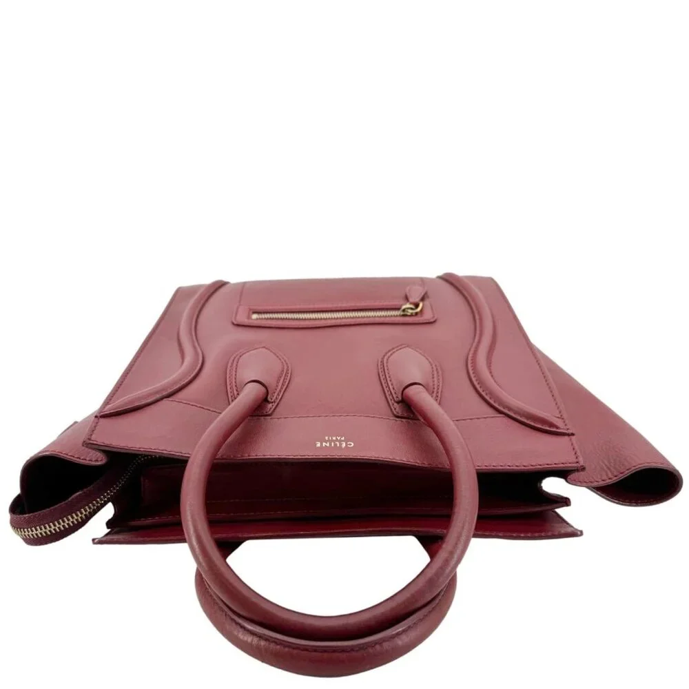 Celine  Nano Luggage Leather Satchel Bag Burgundy - Picture 6 of 15